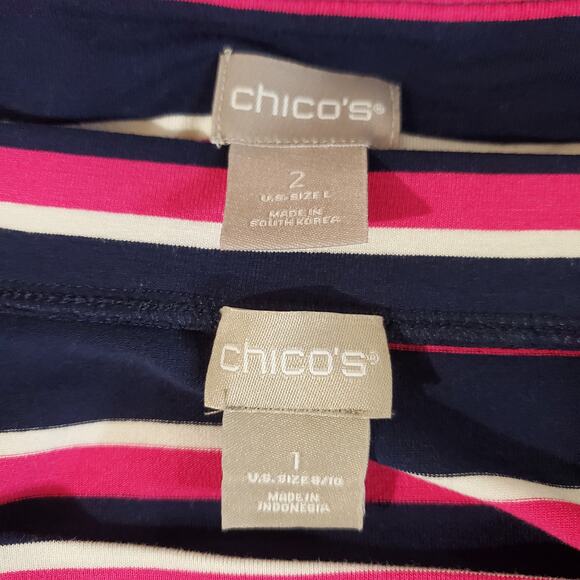 Chicos Womens Jersey Knit Stretchy Striped Top Maxi Skirt Set Size 1/2 M/L Blue - Picture 7 of 12